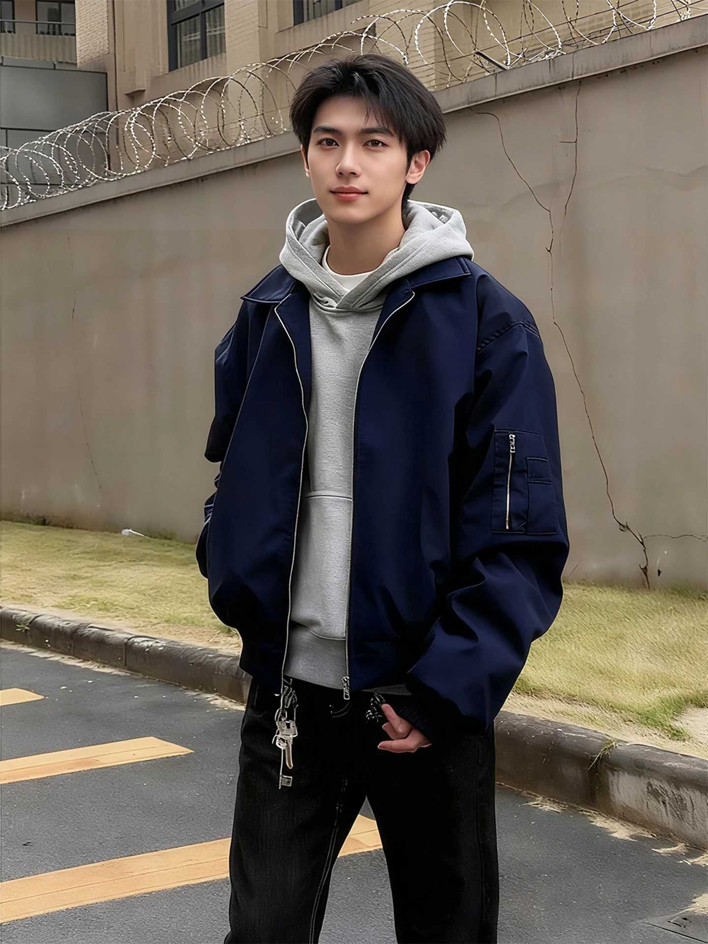 

Мужская куртка Cleanfit American Sport Ma Flight Jaet королевского синего цвета с бейсбольным воротником, для активного отдыха, из полиэфирного волокна