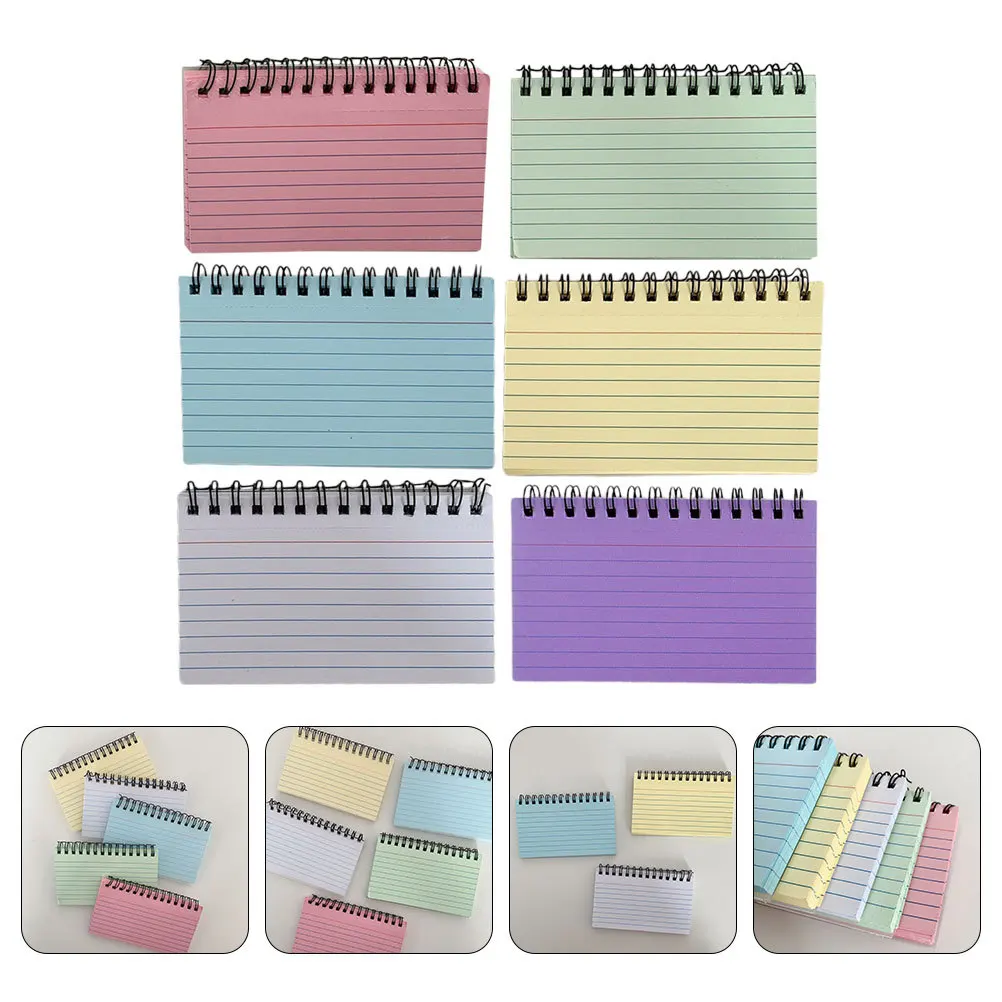 6 pçs portátil espiral bloco de notas colorido pequenos cadernos forrado bolso bloco de notas multi-uso almofadas de planejamento para escritório escolar