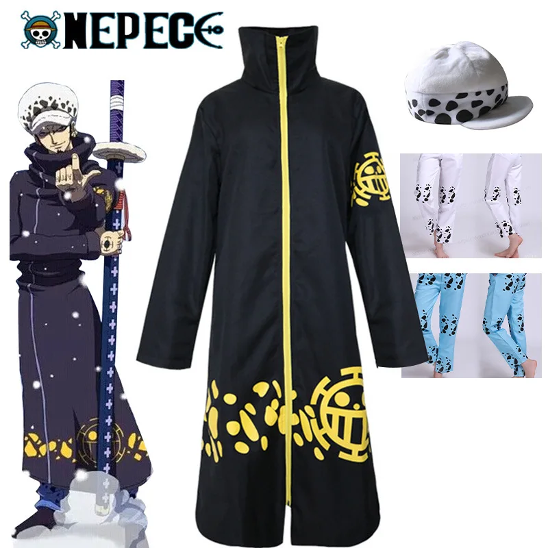 

Anime One Piece Trafalgar Law After 2 Years Cosplay Costume Long Windbreaker Coat Cloak Outerwear Pants Hat Man Halloween Costum