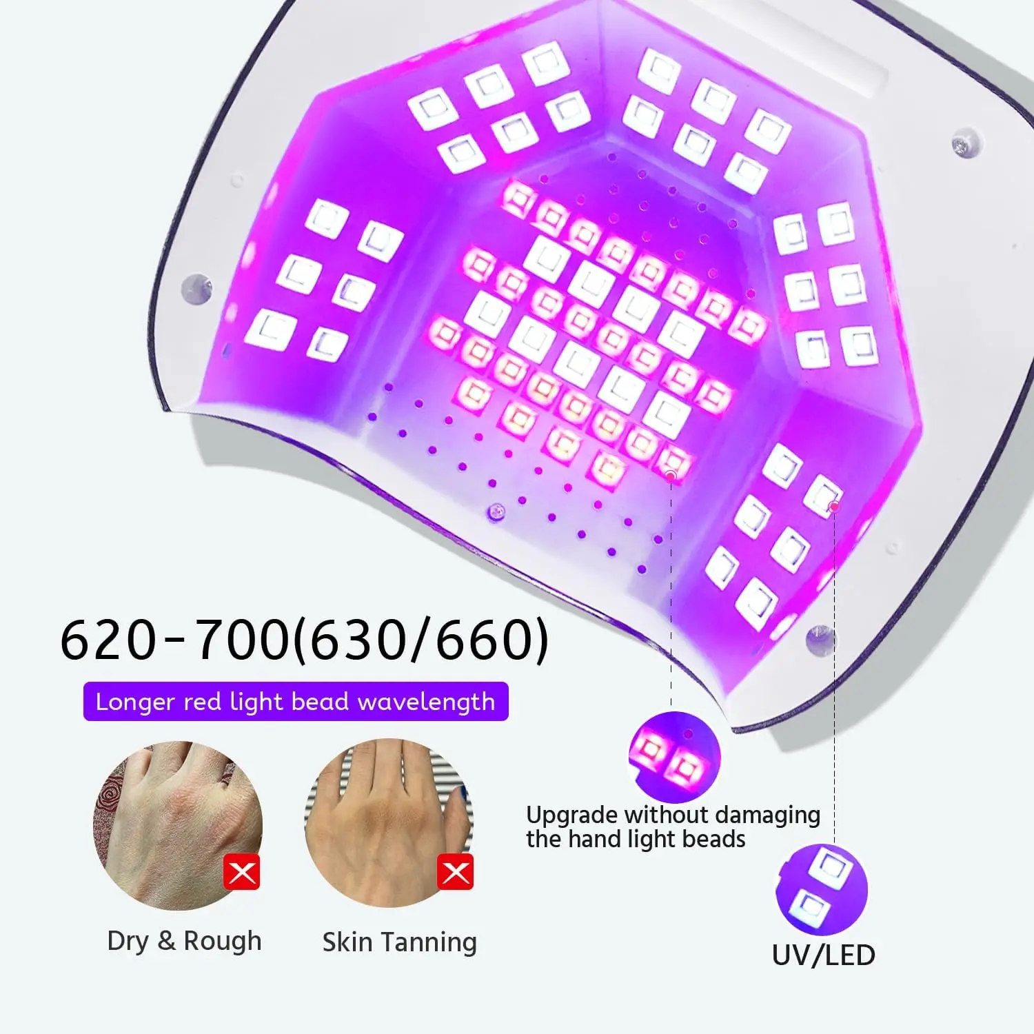 67 LED デュアルカラー UV ネイルランプ、4 つのタイマー付き自動センサー ジェル ドライヤー、折りたたみ式取り外し可能なベース (ブラック)