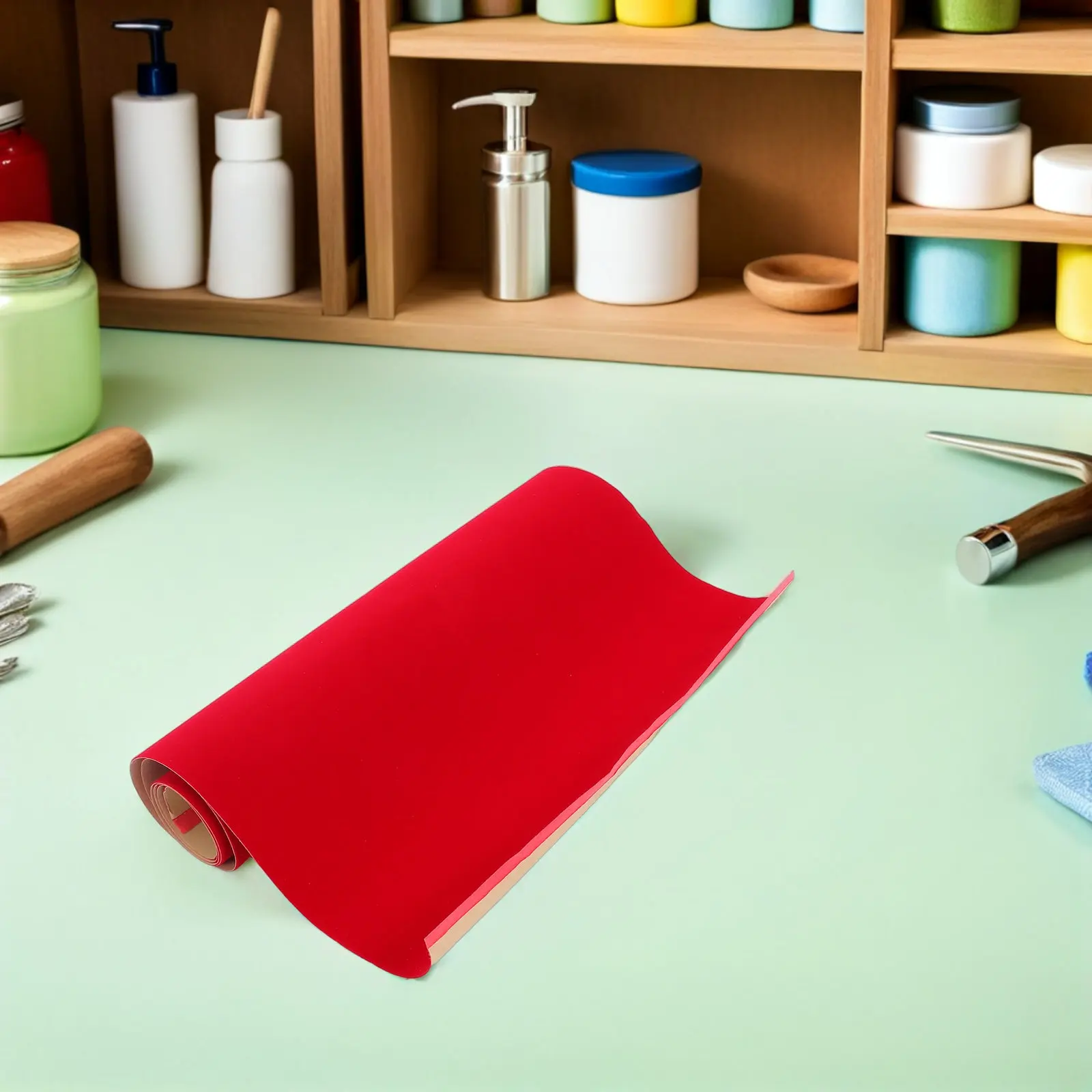 Black Self Adhesive Felt Fabric Sheets 19.6 by 61.3 Inches for Jewelry Box Lining Crafts Drawer Liner Non Slip Protective Felt - view 2