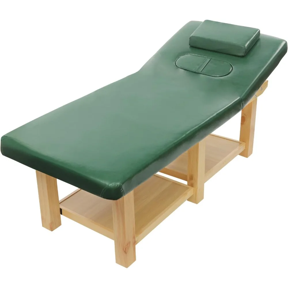 

Wood Stationary Massage Table,Professional Massage Bed for Treatment Table Physical Therapy Salon Spa Facial Bed,Adjustable Back