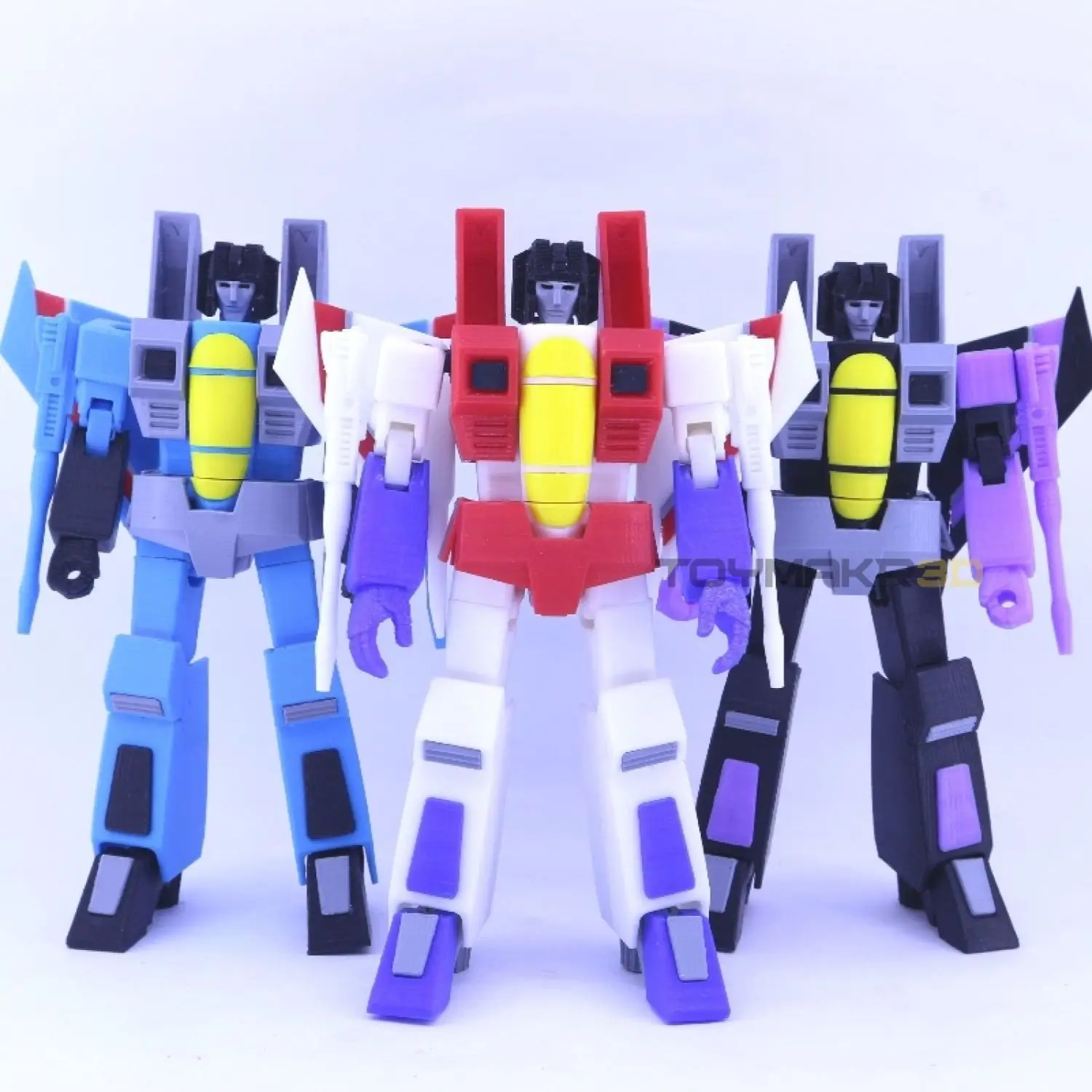 

3D Printed Starscream, Thundercracker & Skywarp - Assembled Action Figure Model
