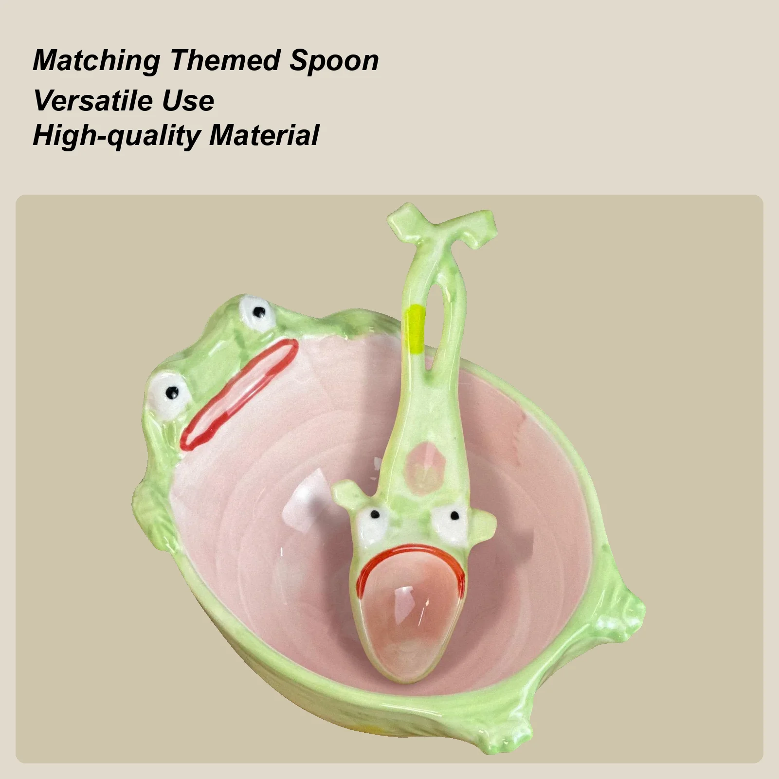 

Керамическая ложка-лягушка, креативная ложка-лягушка, набор мисок, забавная керамическая кухонная утварь для кухни, дома, столовой, детей, взрослых, женщин, девочек, кофе