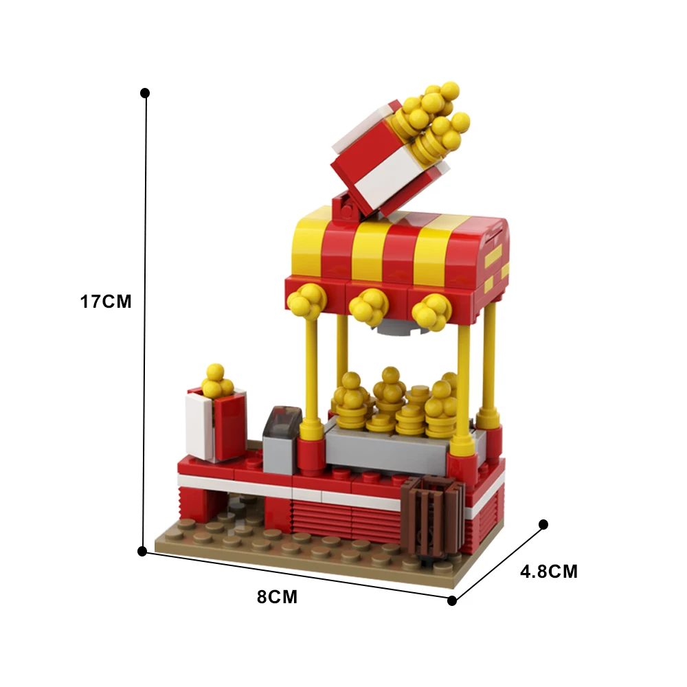 Gobricks MOC City Popcorn Stand Night Market Stalls Model Building Block set Cheese Stand Stall Education Brick Toys Kids Gift