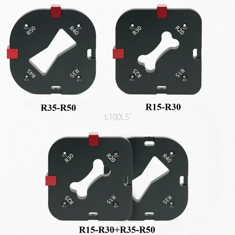 Woodworking Corner Chamfering Template 4-in-1 R-angle Arc Cutting Mold Electric Router DIY Slotting Jig R15-R50 Radius Template