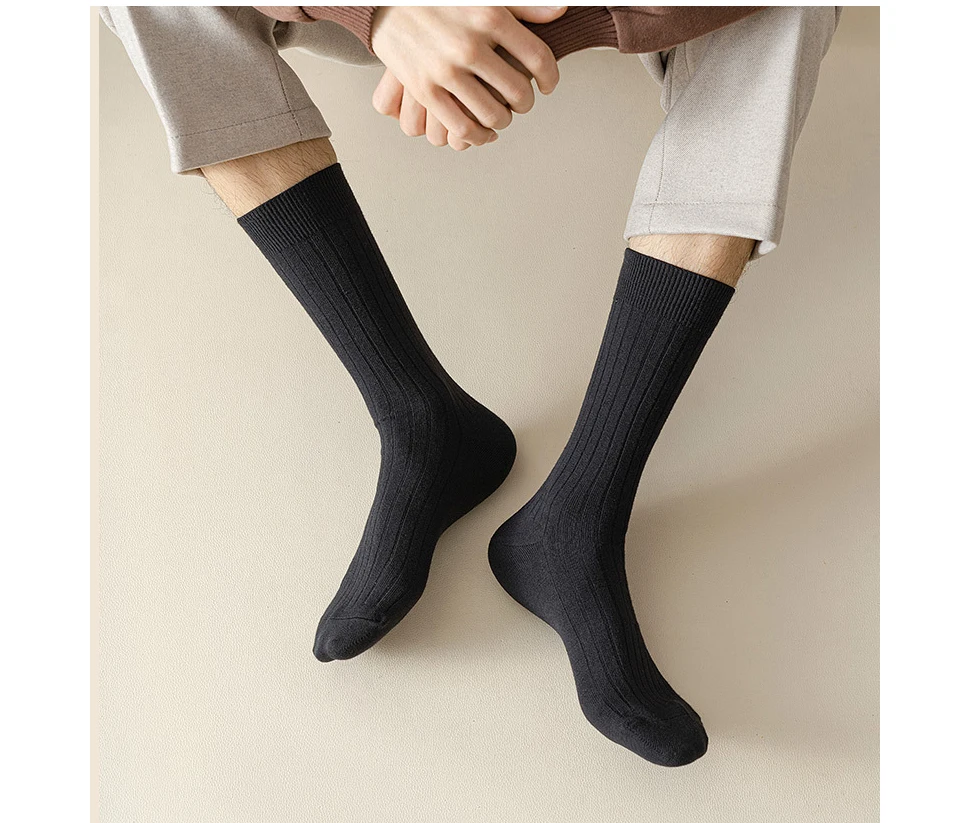 Herren-Kleid, lange Socken, Übergröße, Baumwolle, einfarbig, gestreift, Business, elastisch, ohne Knochen, atmungsaktiv, schweißabsorbierend, Socken für Herren – Detail 6