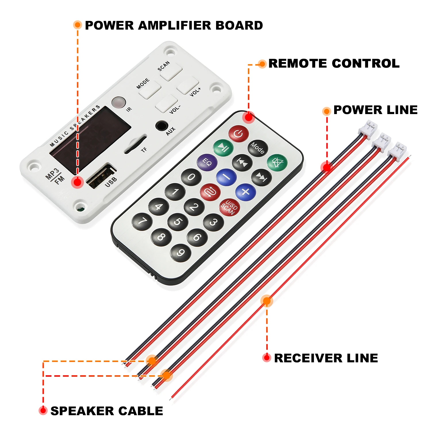 2*25W 50W amplificatore DC 7-18V scheda di decodifica MP3 Bluetooth 5.0 12V lettore MP3 per auto USB FM supporto per la registrazione delle chiamate