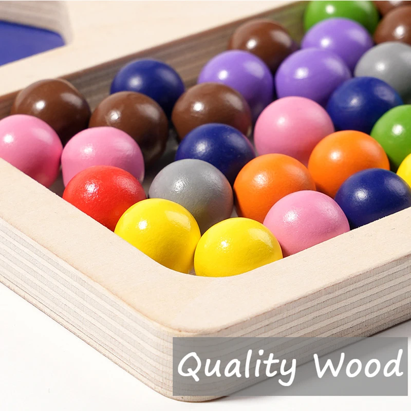 Baby Montessori Rainbow Wooden Toys Color Sorting Bead Clipping Game Educational Learning Math Toys For Kids Fine Motor Training