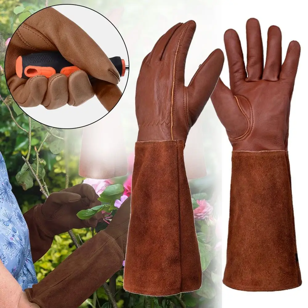 Tool Long Tube Gardening Mitts Leather Safety Pruning Gloves Arm Protection Thorn Proof Gardening Gloves Garden