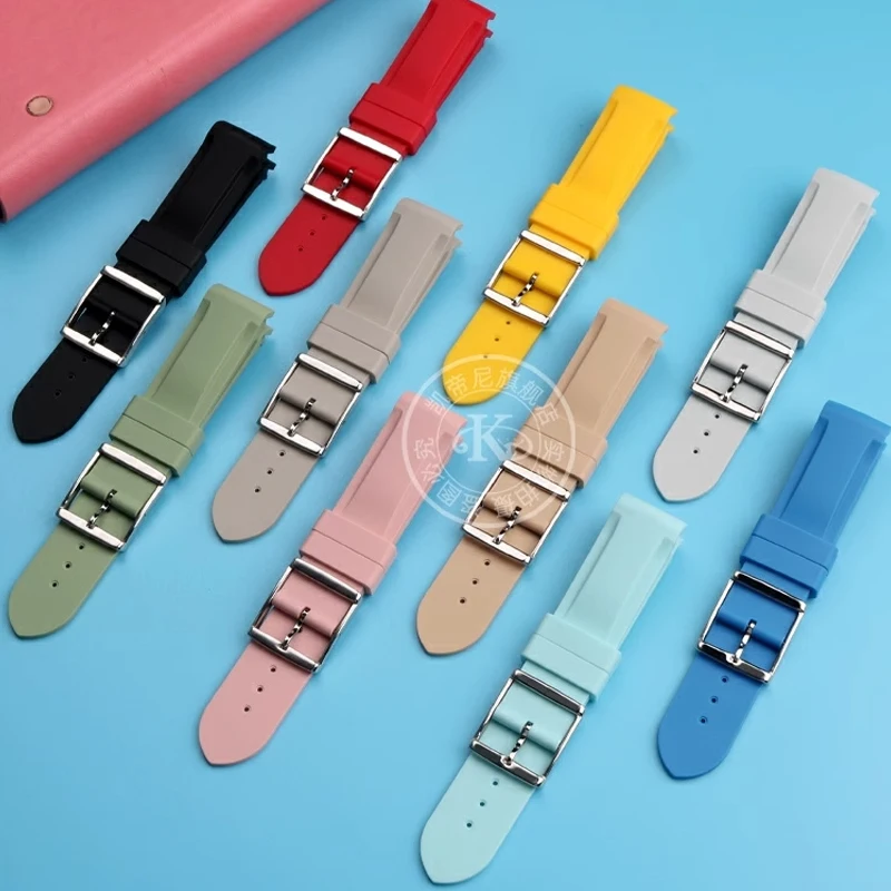 20mm Curved End Rubber Watchband For Omega Colorful Silicone Watch Strap Men Women Waterproof Sports Band Universal Brands