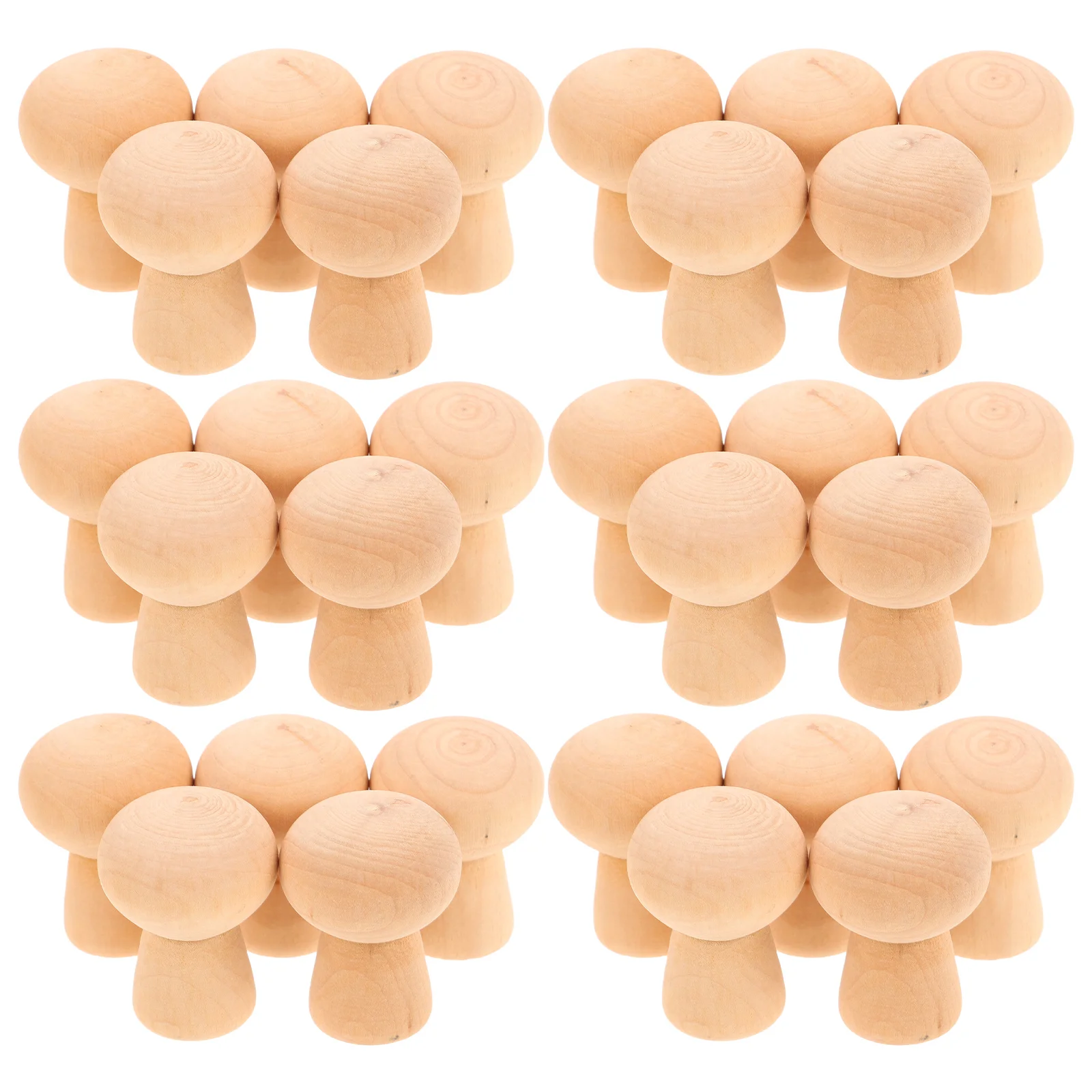 30개 어린이용 페인팅 버섯 모양 미완성 나무 블랭크 페그 1.8인치 X 1.4인치 DIY 공예 용품 미니 버섯 피규어 나무