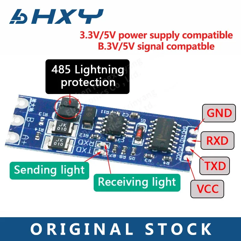 TTL Turn To RS485 Module Hardware Automatic Flow Control Module Serial UART Level Mutual Conversion Power Supply Module 3.3V 5V