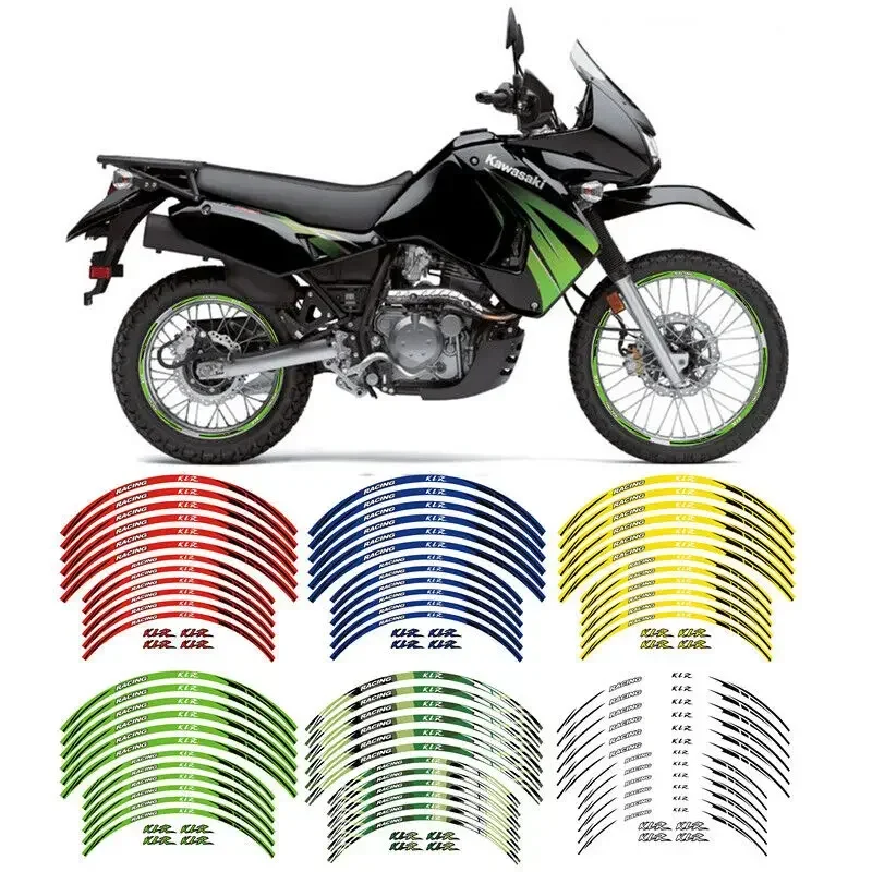 Motorcycle Reflective Wheels Hub Rim Tire Stripes Decorative Stickers Decals Tape Set For KAWASAKI KLR650 KLR 650 1987 - 2023