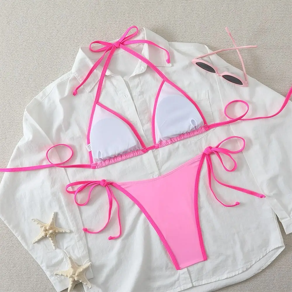 

2Pcs/Set Fashion Summer Beach Bikini Brazilian Casual Bikini Set Bathing Suit Triangle Women Swimsuit Beach