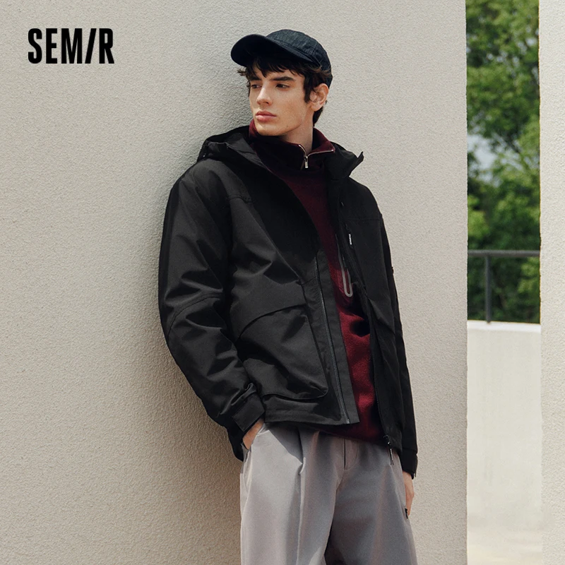 Semir Men Jacket Outdoor Mountain Style Hooded Loose Couple Casual Style Autumn Lightweight Outerwear Daily Wear 2026