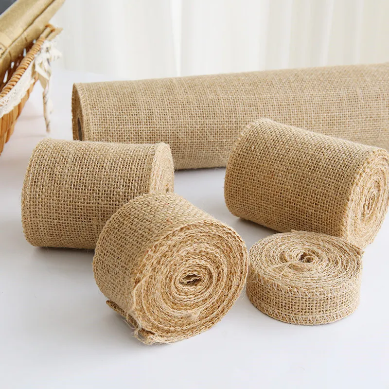 Jute ribbon 2.5/3/4/5/6/7/8/10/15/30/50cm width 5/10M Long DIY For Bowtie Door Hanging desk chair decor f valentine wedding Xmas