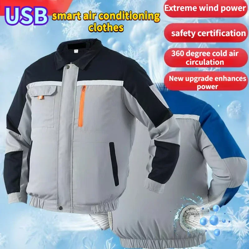 

Cooling Work Jacket with Fan - Men's Rechargeable Air Conditioner Vest for Construction Outdoor Sun Protection Durable Summer