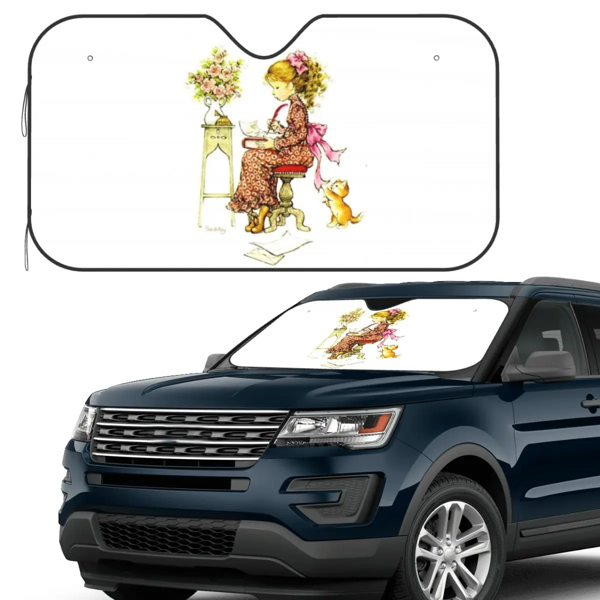 

Sarah Kay Swing Girl Sunshade Windscreen Car Front Windshield Window Sun Visor Accessories Covers