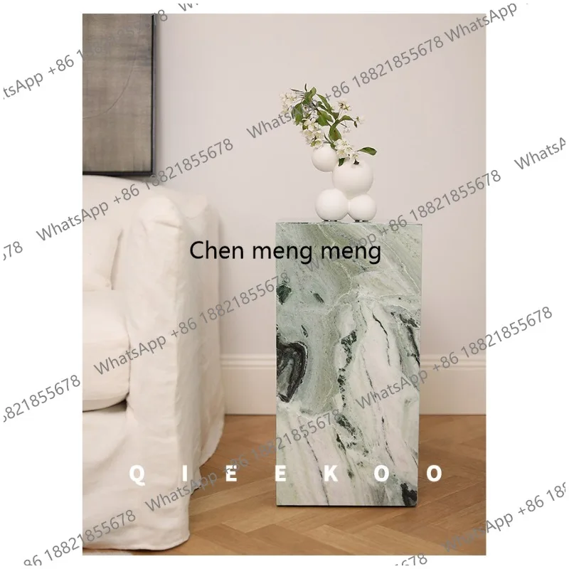 Natural square cold jadeite marble living room modern side display table floor ornament