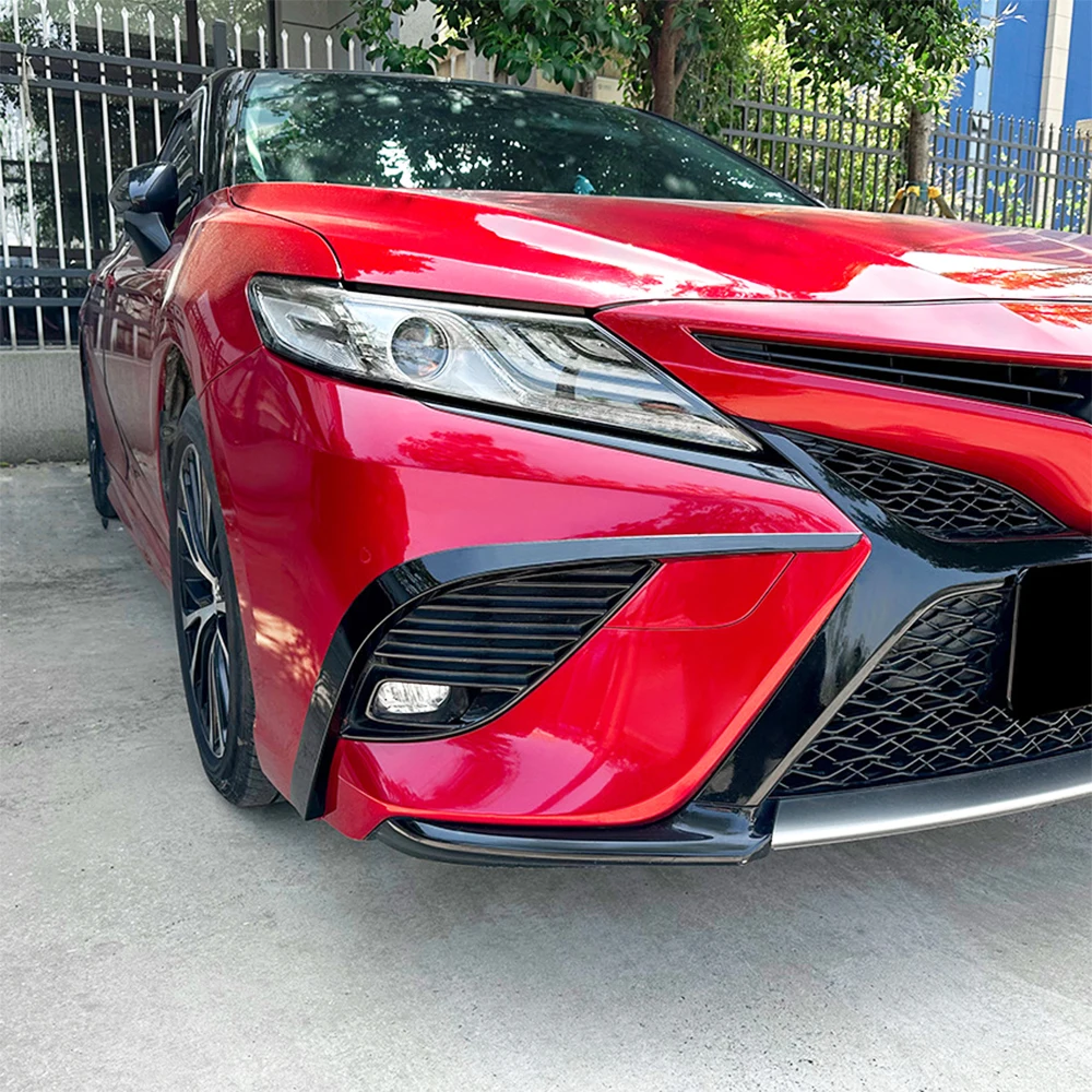 For Toyota Camry 8th Generation 2018 2019 2020 Car Front Bumper Splitter Lip Light Frames CoverDiffuser Sticker Sport Body Kit