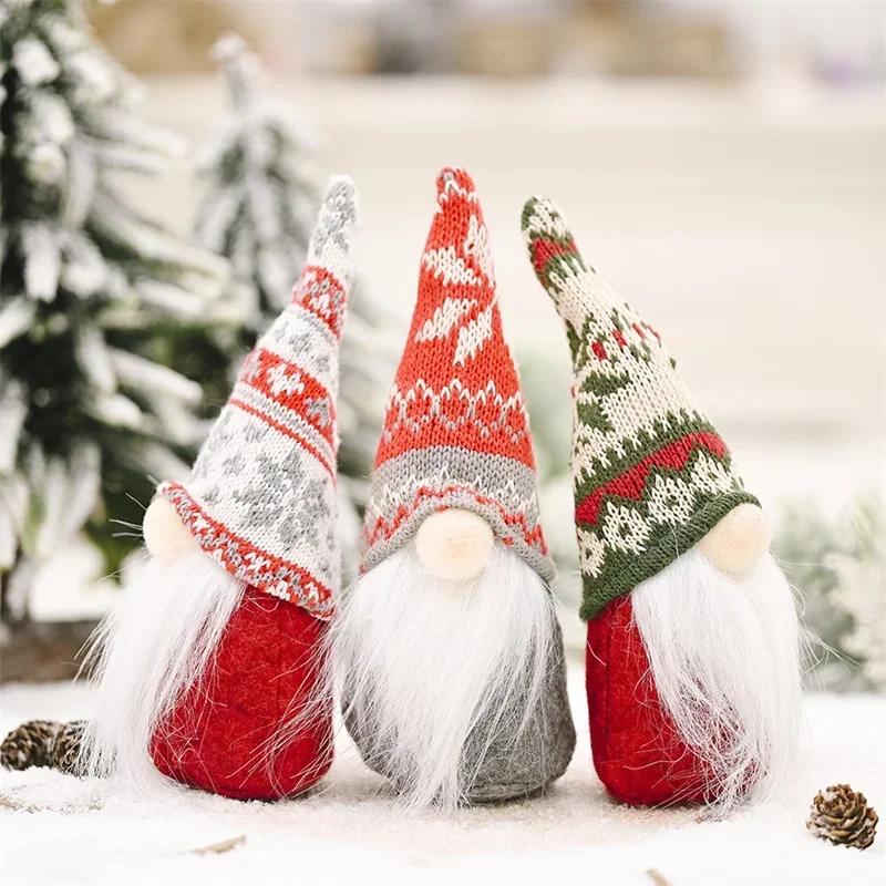 Christmas Gnome Plush Knitted Faceless Doll Elf Merry Christmas Tree Ornaments Home Decoration New Year Swedish Tomte Nisse Doll