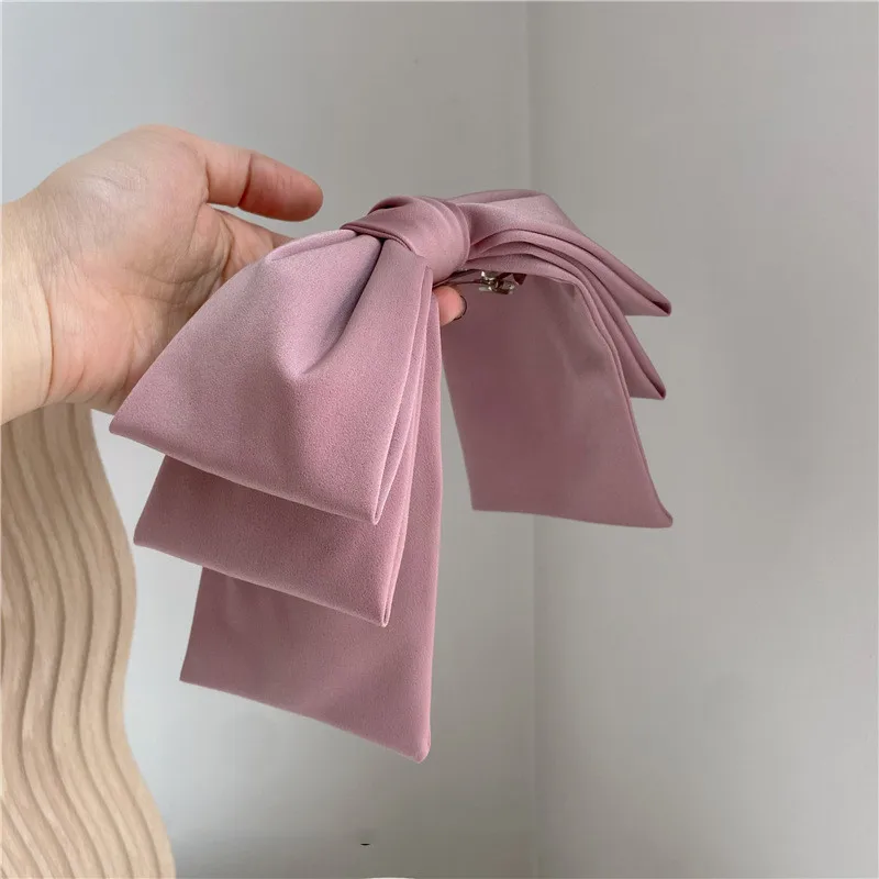 New Fashion High Quatity Satin Big Bow Hairpins Popular Hair Clip Women Sweet Solid Three-layer Bow Drape Hairgrip Accessories