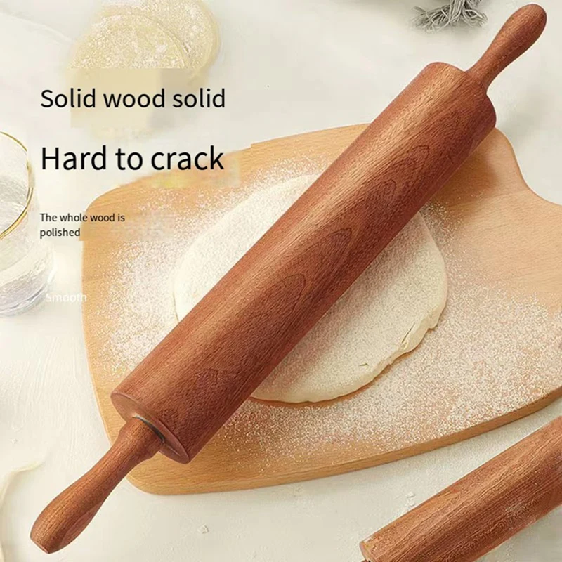 BEAU-Wooden Rolling Pins For Baking,Classic Sapele Rolling Pin With Handles,Baking Wooden Rolling Pin Large 18.8Inl X 2.3Inw