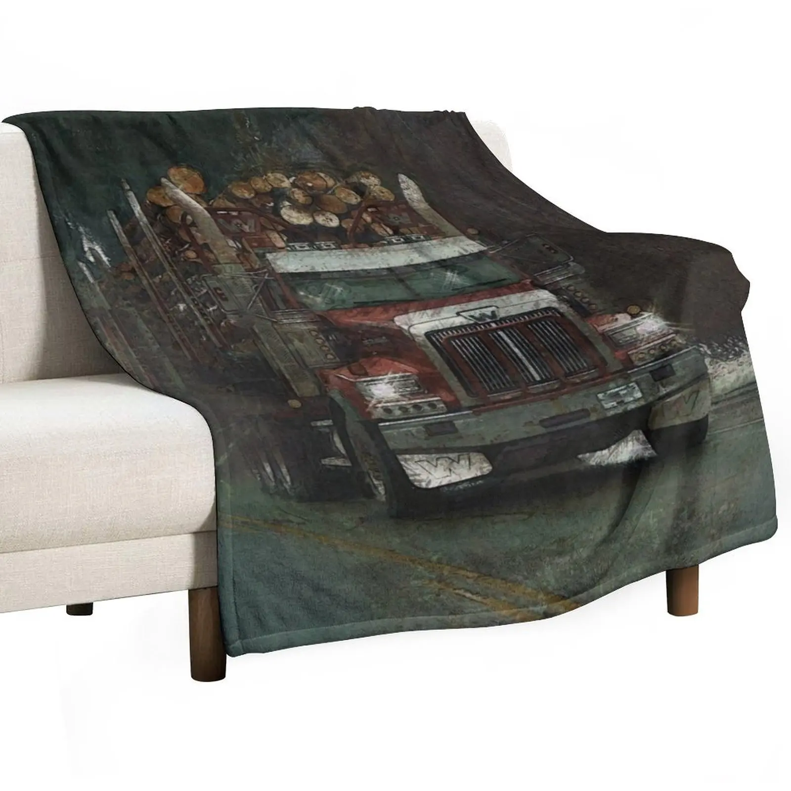 

The Trunk Line - Logging Truck Delivery Route Throw Blanket Plaid Decorative Sofas warm for winter Blankets