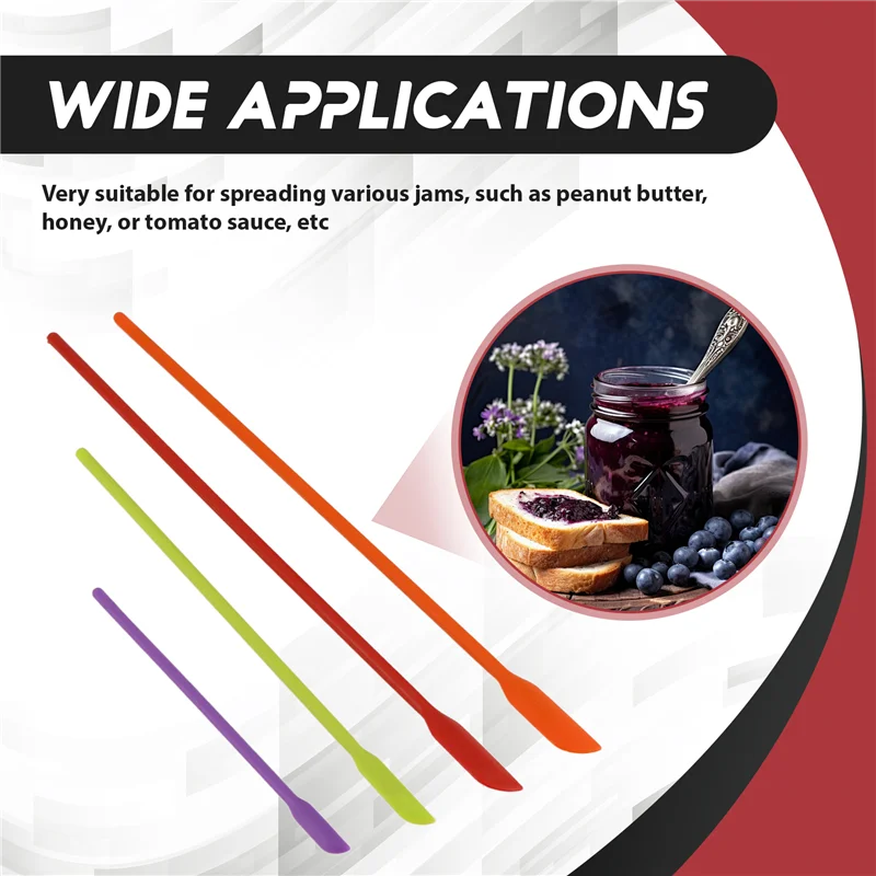 A74U Mini Silicone Spatulas, 8 Pack Small Silicone Makeup Spatulas Last Drop Spatula Scrapers Mini Jar Scraper For Kitchen