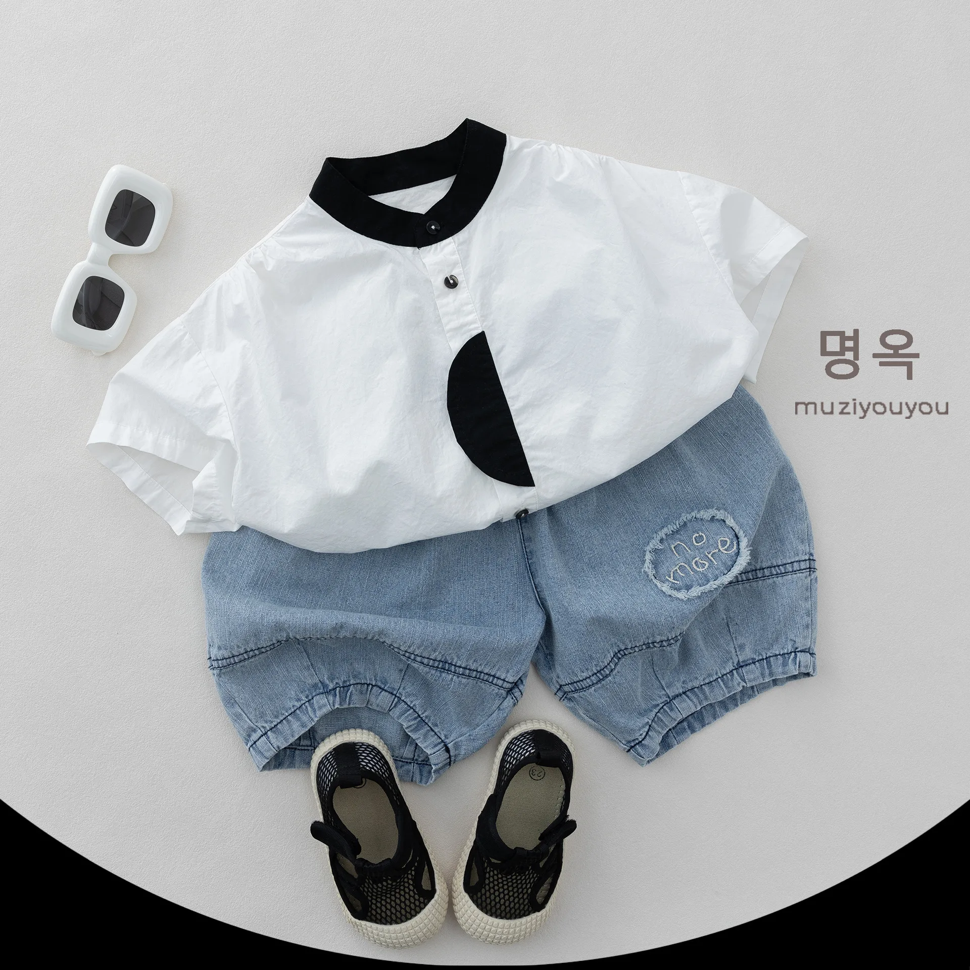 2026 Summer New Children Denim Shorts Boys Fashion Casual Jeans Toddler Girls Loose Wide Leg Five Point Pants Kids Clothes
