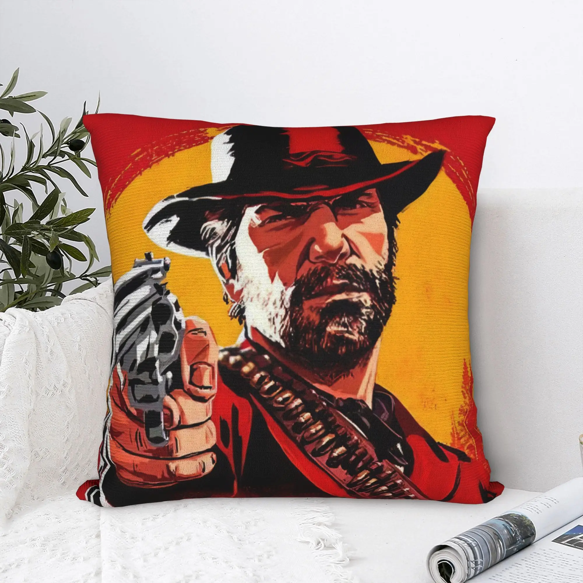 Gaming RDR2 Arthur Morgan Square Pillow Cases US West cowboy Cushion Covers Awesome Zipper Decorative Pillowcover for Home 18