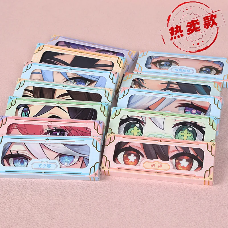 1Pc Anime Character Eye Close-up Rectangular Badge Desktop Pain Bag Deco Baji HD Genshin Impact Game Character Eyes Pin Badge