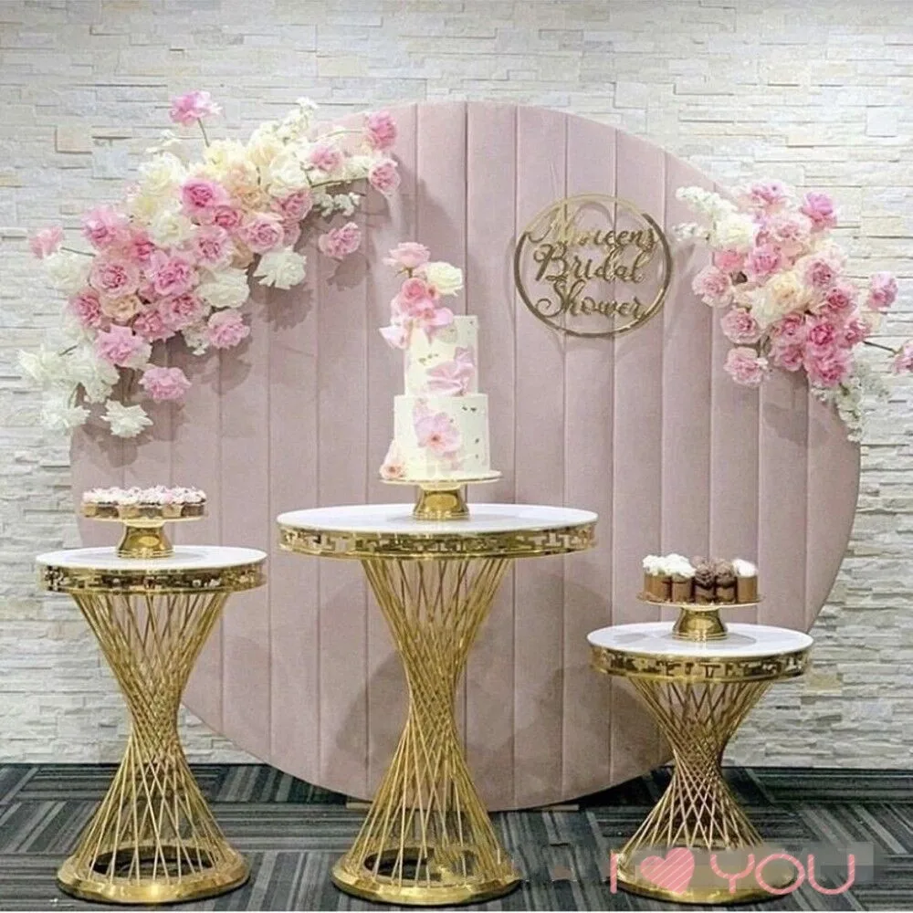 

Luxury Wedding Decoration French Gold Dessert Table Cylinder Flower Stand Cake Holder For Party Banquet Hall Site Layout Props