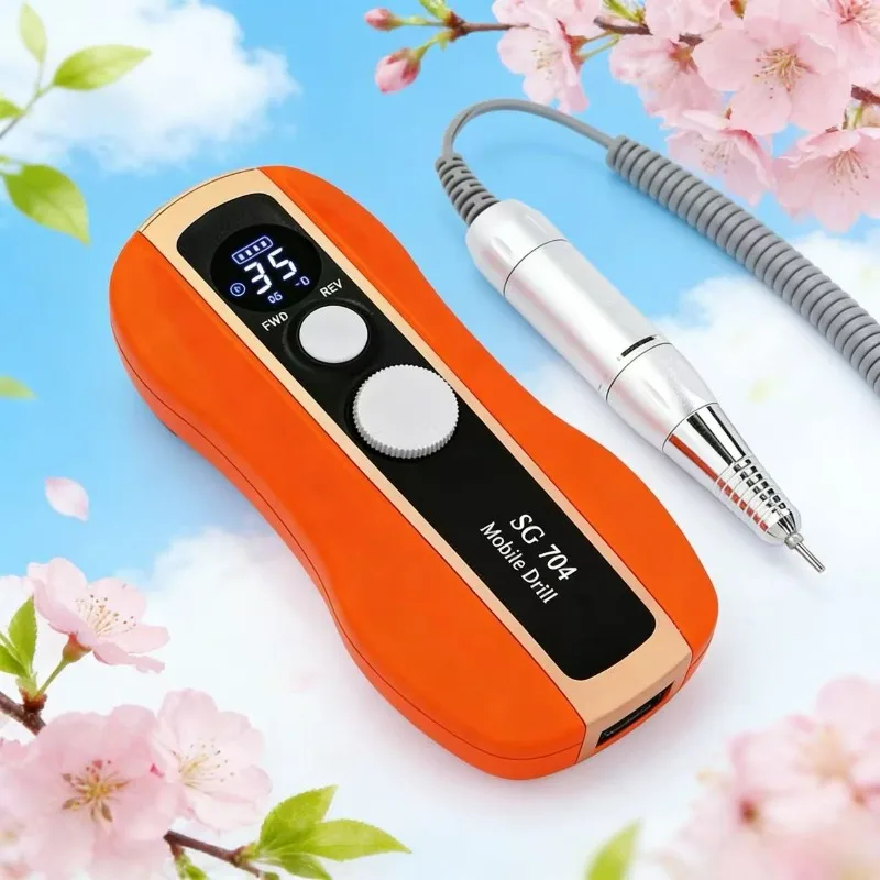 Nail Drill Rechargeable Intelligent Portable Nail Polish Machine Electric Grinder Bit USB High-Speed 35000 RPM