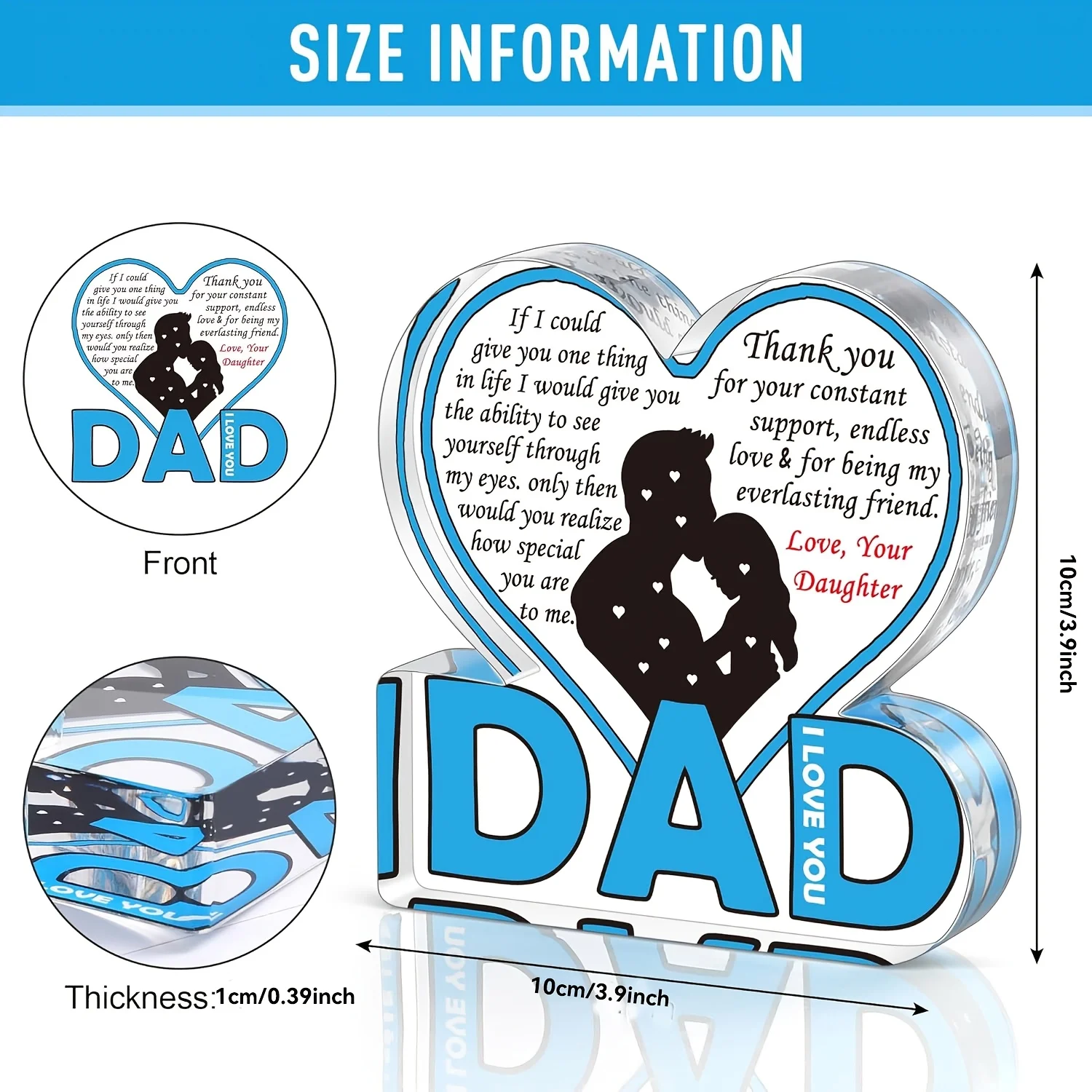 Dad Acrylic Plaque Gifts for Dad Christmas Gifts from Daughter, Best Dad Ever Gifts, Father And Daughter Gifts