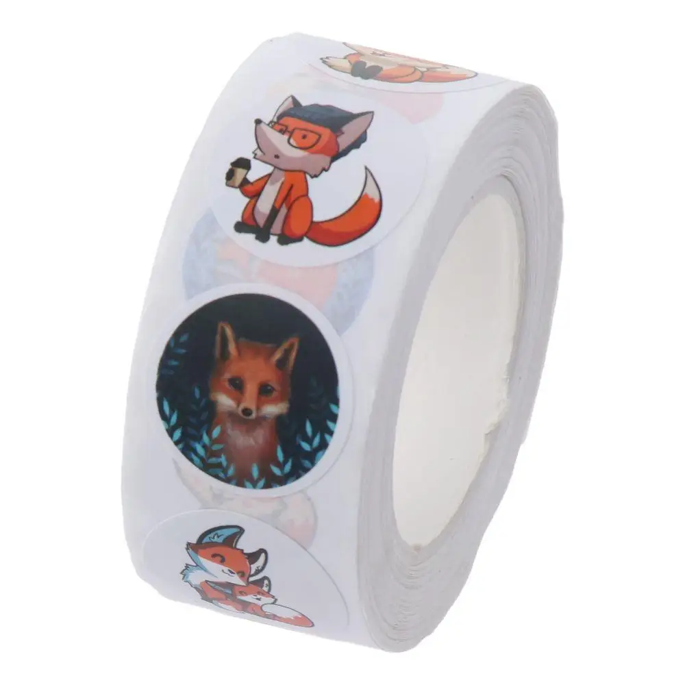 500Pcs for Party Decorations,Envelopes Card Fox Stickers Cute Self Adhesive Reward Stickers 0.92 Inch Round Sticker Roll