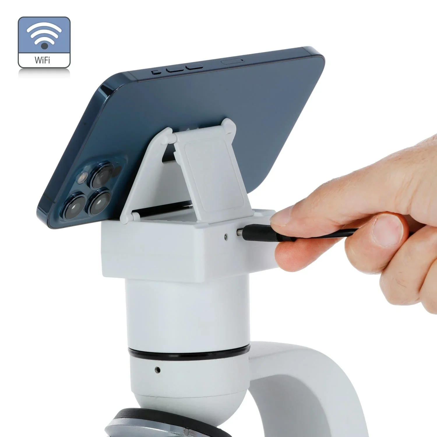 AmScope 2.0MP Wi-Fi フル HD 1080p デジタル複合顕微鏡 + スマートデバイス用メカニカルステージ