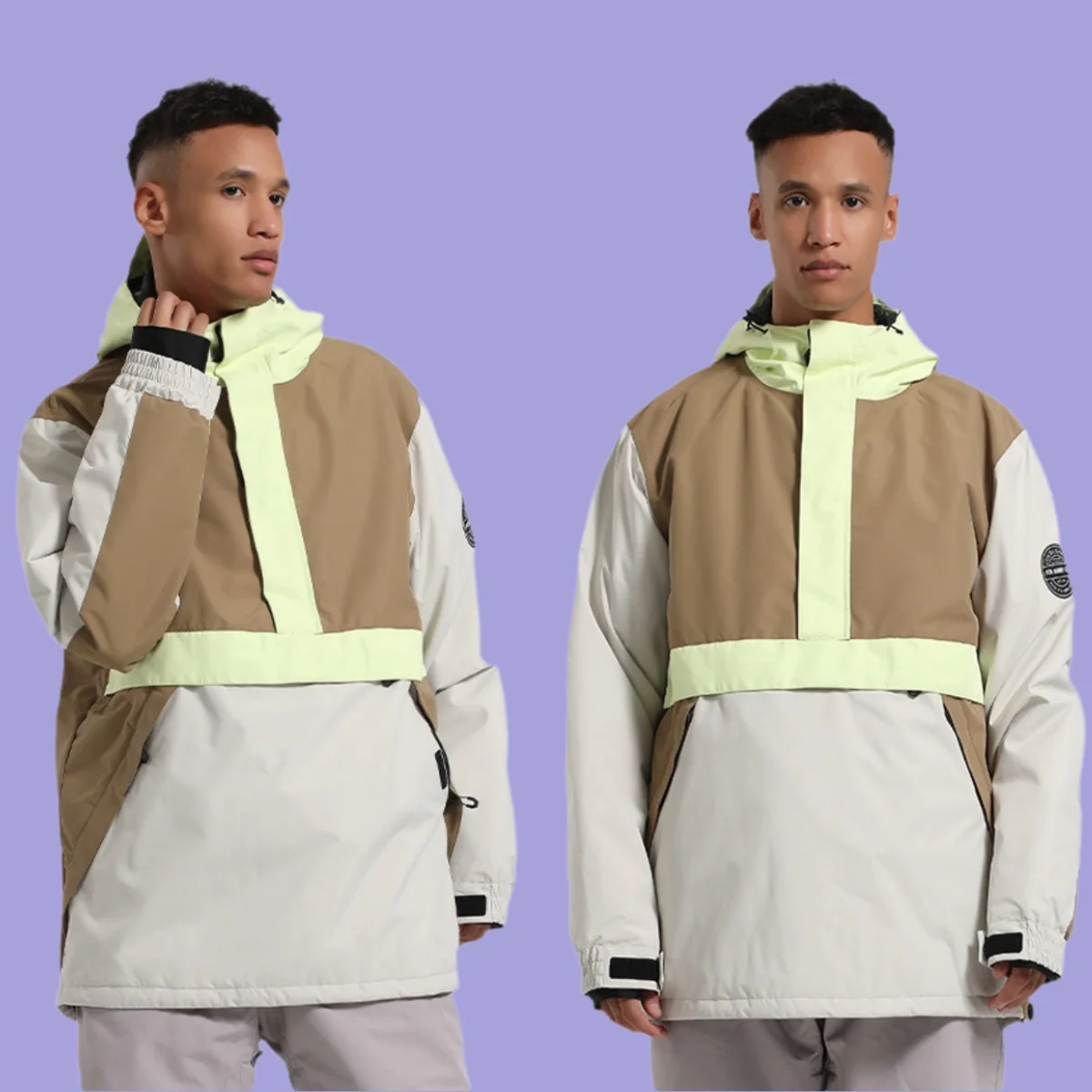 

Gsou snow Skiing Jacket women's men's spliced contrasting corduroy windproof and warm single and double board foreign trade