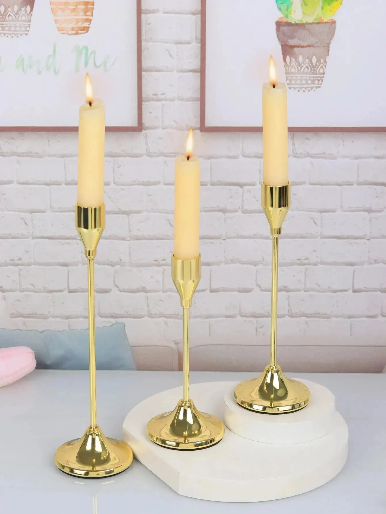 3Pcs/Set European Style Metal Candle Holders Candlestick Fashion Wedding Table Candle Stand Exquisite Candlestick Christmas Tabl