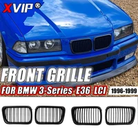 XVIP 2x rejillas Kindey de carreras delanteras de estilo doble línea para BMW E36 LCI 1996-1999 M3 rejillas superiores de doble listones negros brillantes