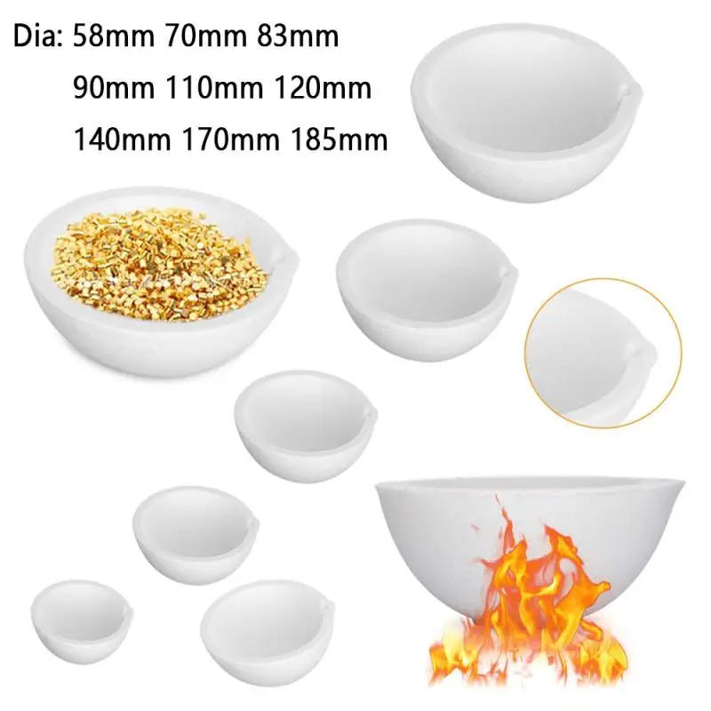 100g-5000g High Temperature Quartz Silica Melting Crucible Dish Bowl Pot Casting Golden Silver Metal Jewelry casting container