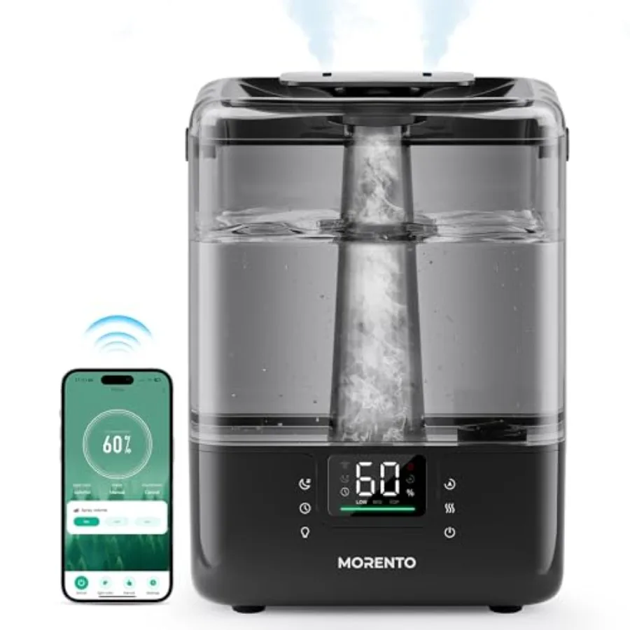 

Smart Humidifiers for Bedroom Large Room Home, 6L Cool Mist Top Fill Humidifier with Essential Oil Diffuser, Smart App and Voic