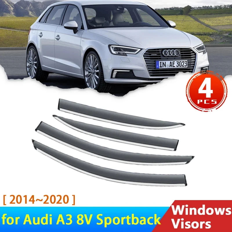 

4x Deflectors For Audi A3 8V Sportback 5-door 2014~2020 Accessories Car Window Visors Rain Eyebrow Guards Visor Protector Cover