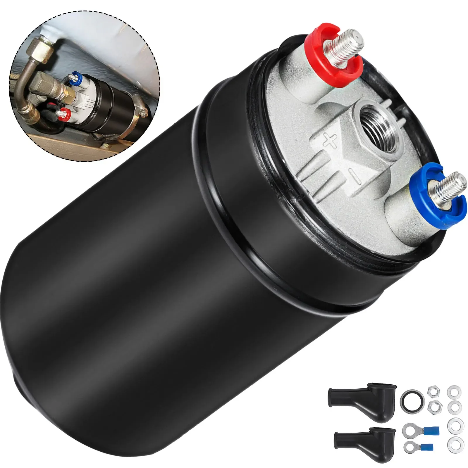 Silver Black 1PC 300LPH 044 External Performance Fuel Pump OEM 0580 254 044 Poulor Direct Replacement Pump 2