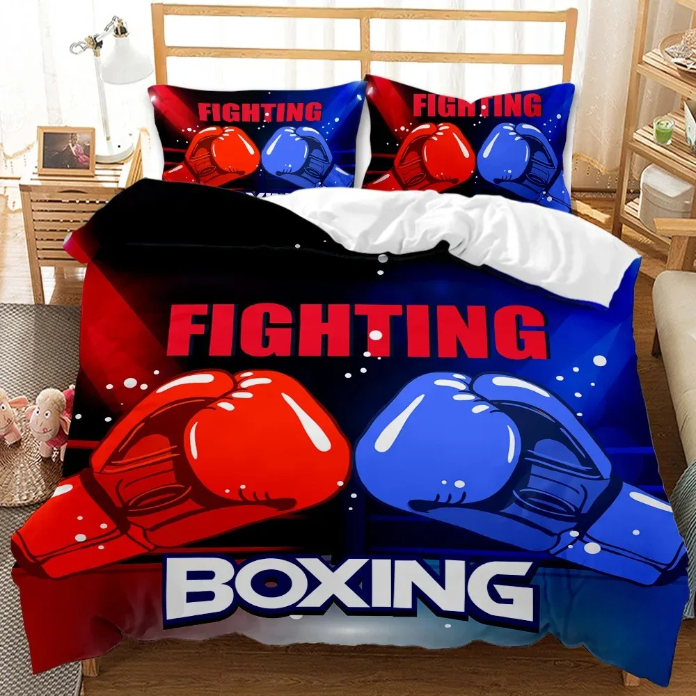 

Boxing Gloves Comforter Cover QueenKing Size Teens Boys Men Sports Boxing Game Competitive Soft Polyester Duvet Cover,Black Red