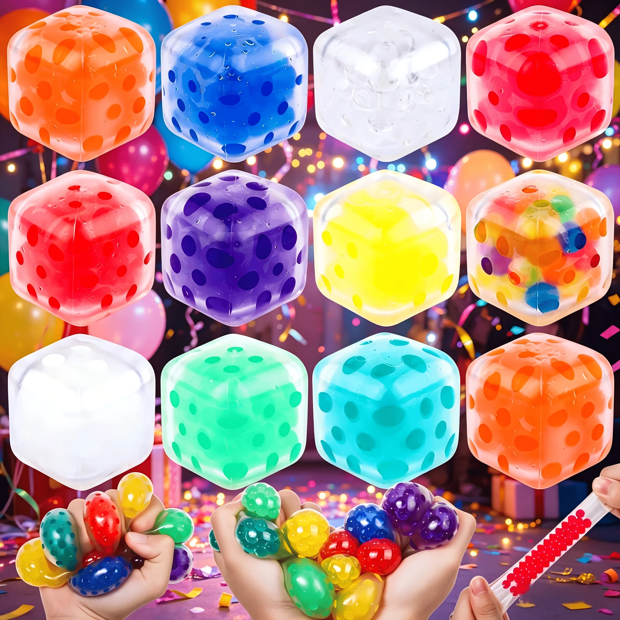4pcs Bulk Pack Colorful Cute Stress Balls, Soft Slow Rising Squishy Squeeze Toy for Stress Relief, Easter Basket Stuffers Birthday Party Favors Classroom Rewards (Random) - view 6