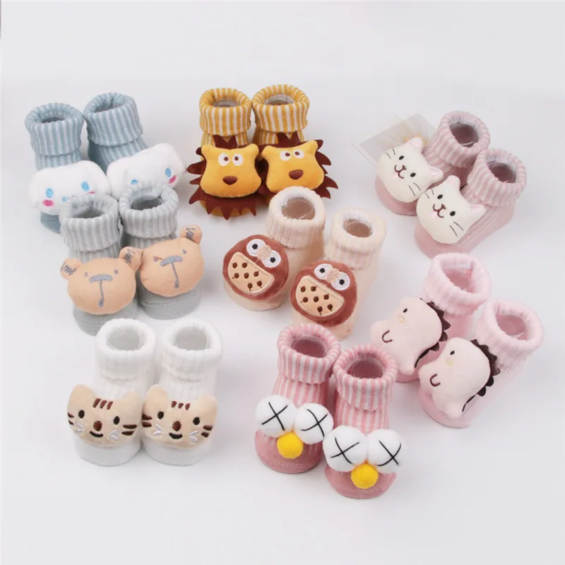 Autumn Winter Baby Girls Socks Newborn Cartoon Animal Baby Socks Infant Baby Boy Socks Anti Slip Soft Cotton Floor Sock Shoes