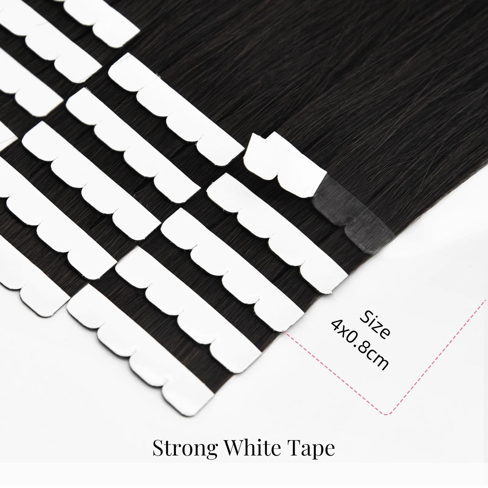Vlasy 16pcs 1# Mini Tape In Human Hair Extensions Strap Seamless Invisible Straight Strap Black Human Hair 12-24 inches