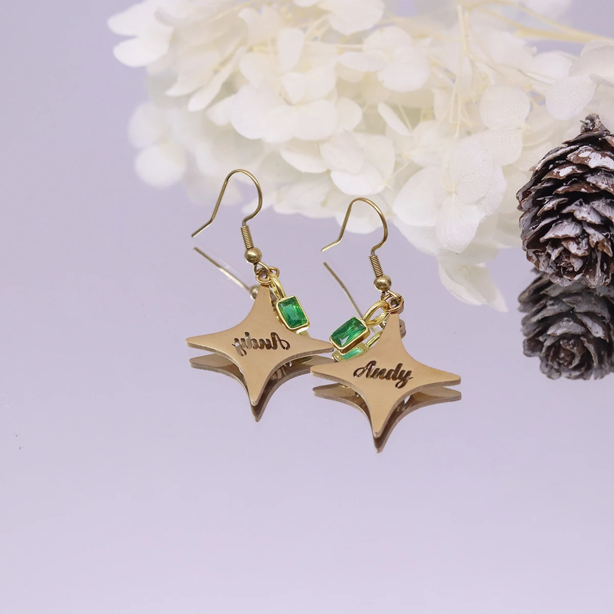 Chandler Vintage Starburst Earrings, Custom Name Celestial Amulet, Ideal Gift for Star Lovers & Astrology Fans